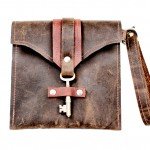 Edinburgh Leather Clutch With Antique Key