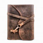 Nottinghill Refillable Leather Journal with Antique Key - Chocolate Brown