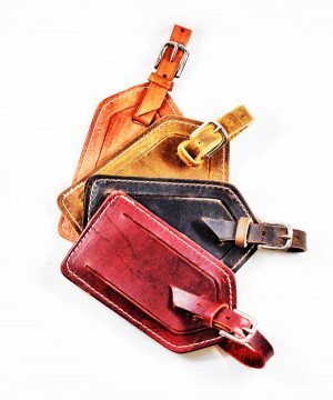 Monogrammed Leather Luggage Tag by Divina Denuevo