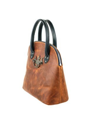 Leather Bowling Bag Purse