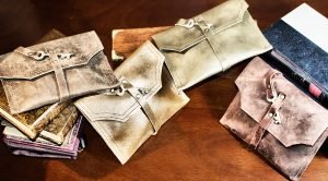 Leather Clutches with Antique Keys