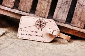 Laser Engraved Leather Luggage Tag