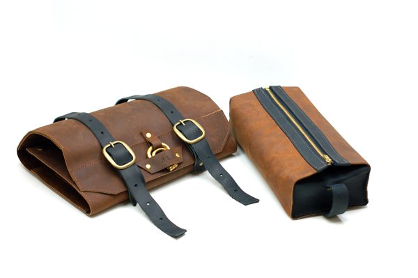 Leather Shaving Brush Roll Case