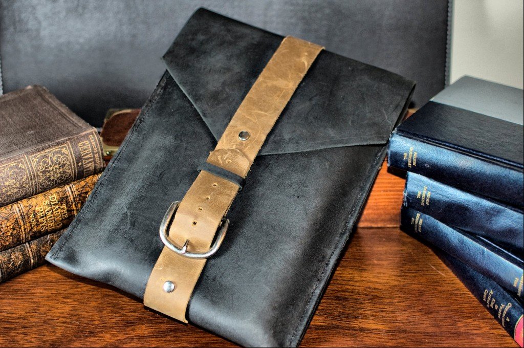 Black Leather iPad Tablet Computer Case – Industrial Buckled Rustic ...